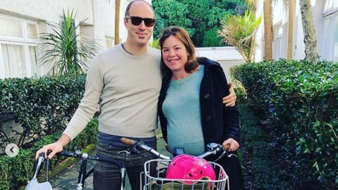 Ms Genter and her partner cycled to hospital where she would have their first child